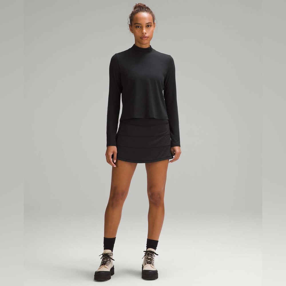 Lululemon Classic-Fit Cotton-Blend Mockneck Long-Sleeve Oversized Crop Shirt